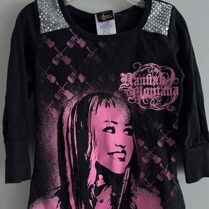 Hanna Montana Shirt  - Size Child 7 / 8 - Black - Vintage